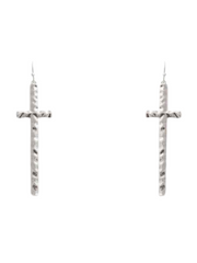 Cross Hammered Metal Drop Earrings