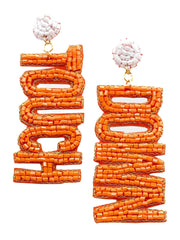 Beaded Orange Touchdown Earrings