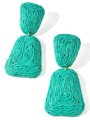 Raffia Wrapped Metal Dangle Earrings