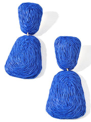 Raffia Wrapped Metal Dangle Earrings
