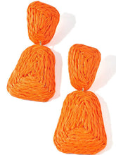 Raffia Wrapped Metal Dangle Earrings