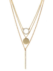 Rhinestone Pave Bar Ring Pendant Necklace