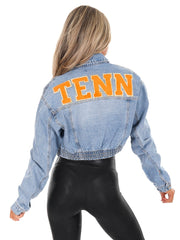 Chenille TENN Elastic Cropped Denim Jacket
