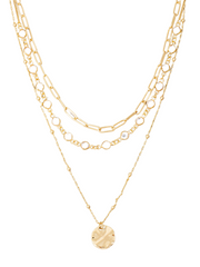 Coin Pendant Layered Chains Necklace