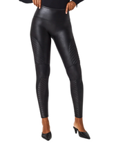 Spanx Faux Leather Very Black Moto Leggings