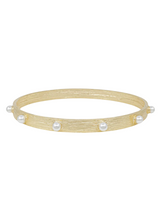 Pearl Accent Scratched Texture Bangle