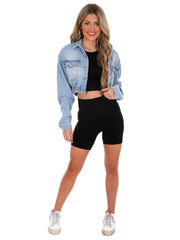 Chenille KNOX Elastic Cropped Denim Jacket