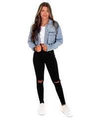 Cropped Chenille TENN Denim Jacket
