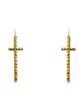 Cross Hammered Metal Drop Earrings