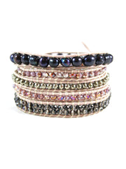 Mauve Leather Wrap Bracelet