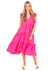 A Little Love Ruffle Midi Dress