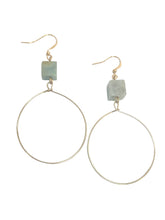 Square Stone Metal Round Earring