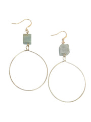 Square Stone Metal Round Earring