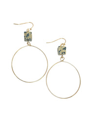 Square Stone Metal Round Earring