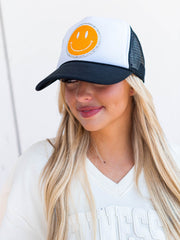 Chenille Smiley Trucker Hat