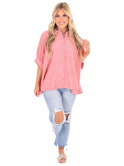 Slow it Down Textured Button Down Top