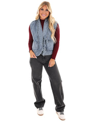 Read All About It Quilted Denim Vest