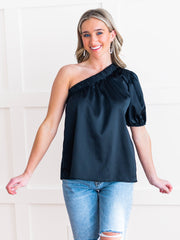 You're So Fine Satin One Shoulder Top