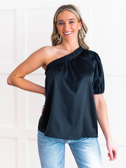 You're So Fine Satin One Shoulder Top