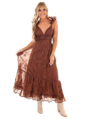 A Vision in Floral Embroidered Maxi Dress