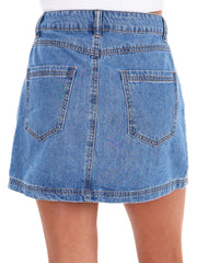 It's A Girl Thing Ribbon Denim Skirt