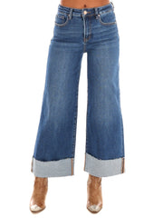 Uptown Fit High Rise Wide Leg Cuffed Jeans