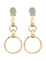 Oval Crystal & Chain Link Earrings