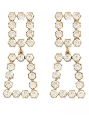 2 Square Crystal Linked Earrings