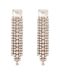 Crystal Drop Gold Fringe Earrings