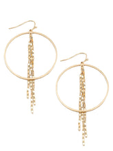 Circle Cutout Chain Fringe Earrings