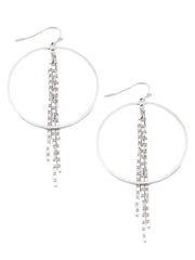 Circle Cutout Chain Fringe Earrings