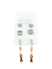 3 Pair Gold Earring Set