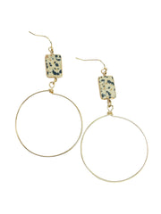 Natural Stone Circle Drop Earrings