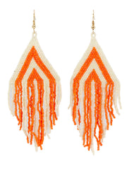 Seed Bead Orange and White Earrings
