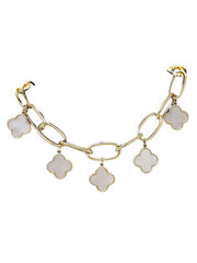 Clover Pendant Station Gold Dipped Short Necklace