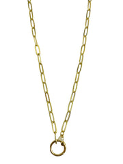 Charm Necklace Paperclip Chain with Round Clasp
