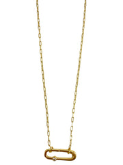 Charm Necklace Dainty Link Chain with Lock with Stone