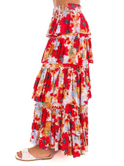 Ticket to Paradise Floral Tiered Maxi Skirt