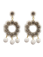 Beaded Circle with Rhinestone Earrings