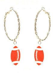 Catch the Ball Football Hoop Earrings