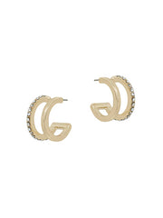 Double Line Pave Accent Hoop Earring