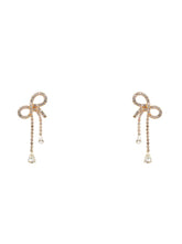 Rhinestone Ribbon Drop Earrings