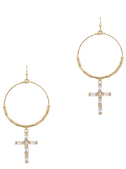 Cross Drop Circle Earring