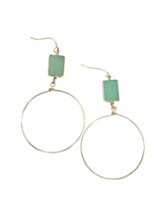 Natural Stone Circle Drop Earrings