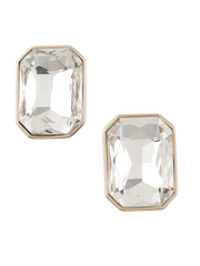 Glass Rectangle Post Earrings