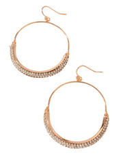 Pave Rhinestone Metal Circle Earrings
