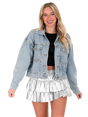 Complicated Rhinestone Denim Jacket