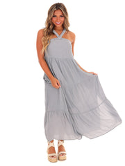 Front and Center Halter Maxi Dress