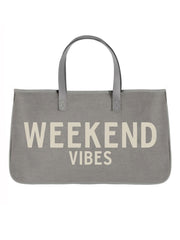 Weekend Vibes Grey Canvas Tote
