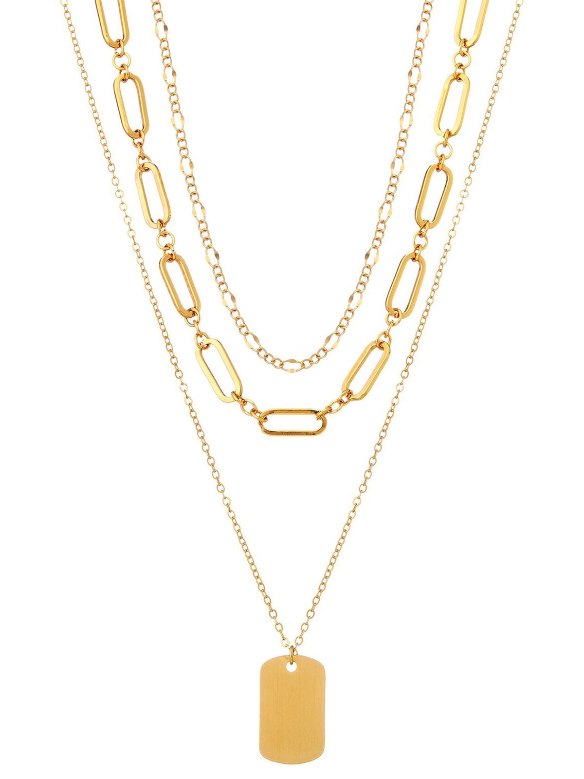 Linked Multi Layer Tag Necklace